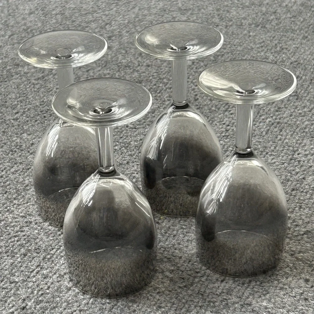 Set of 4 Smoke Ombré Wine Glasses Gray Gradient Vintage Stemware MCM Mid Century